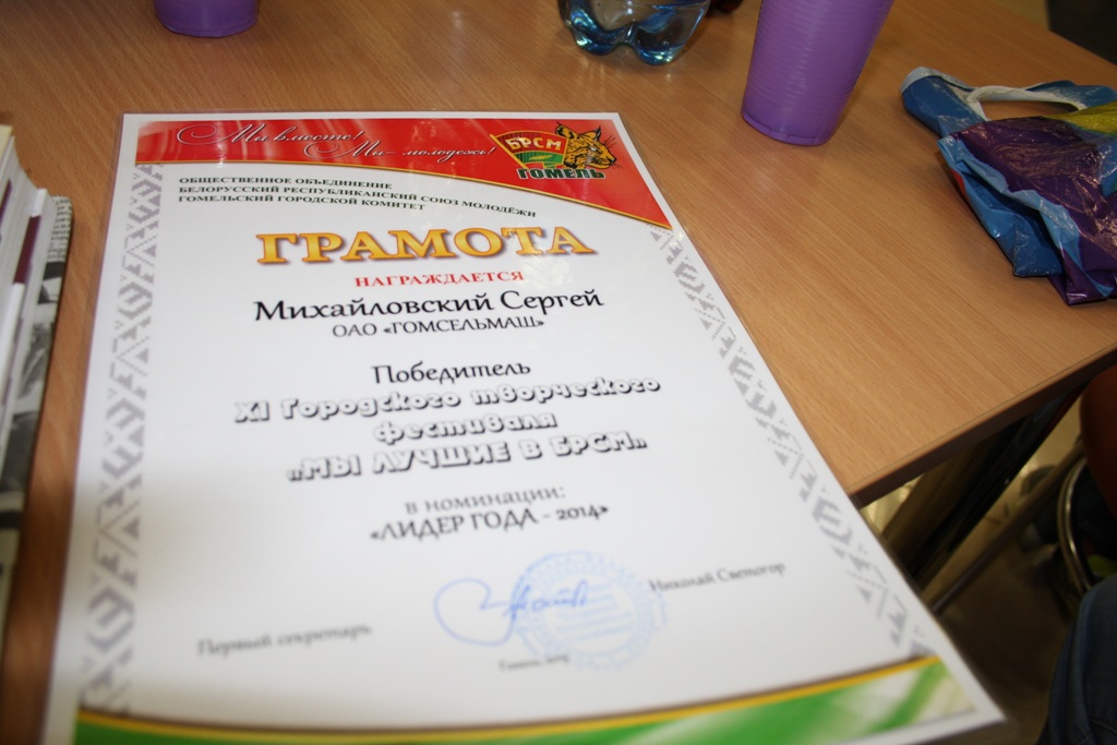 Грамота - Сергею Михайловскому